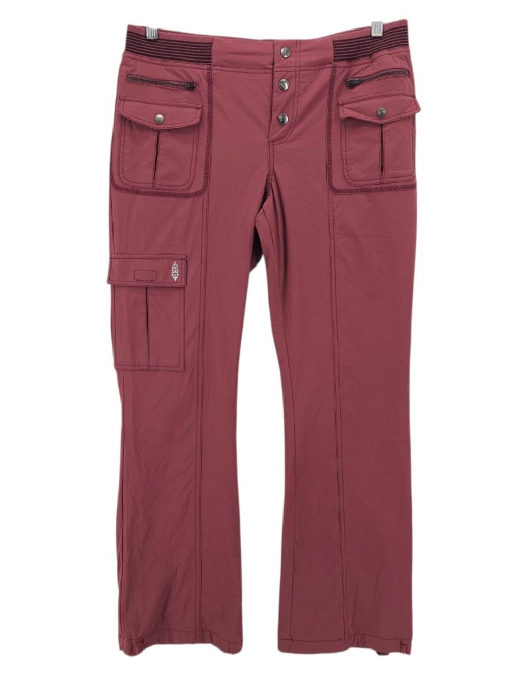 FREE PEOPLE Movement Cascade Hike Flares Cargo Pants Pink Mauve Stretch LARGE